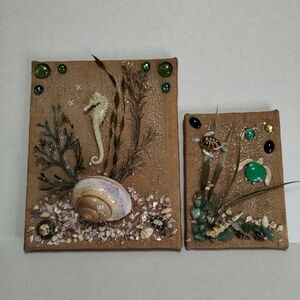 & Other Stories Coastal Mixed Media Art in Brown and Green
